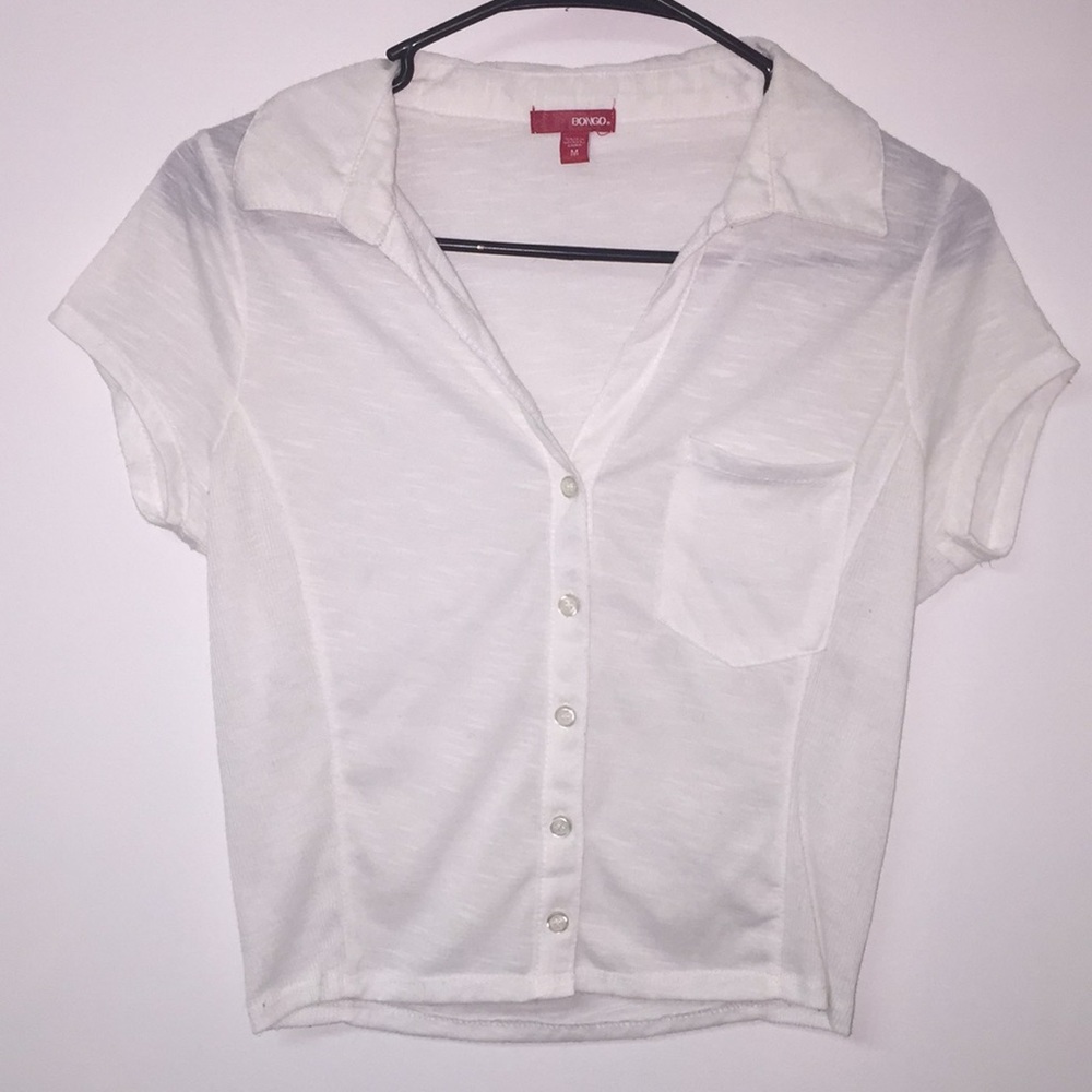 Cropped Button Up T Shirt